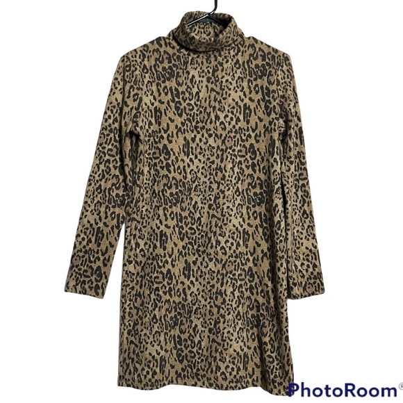 NWT Zara Leopard Turtleneck Knit Dress Small - Picture 1 of 9